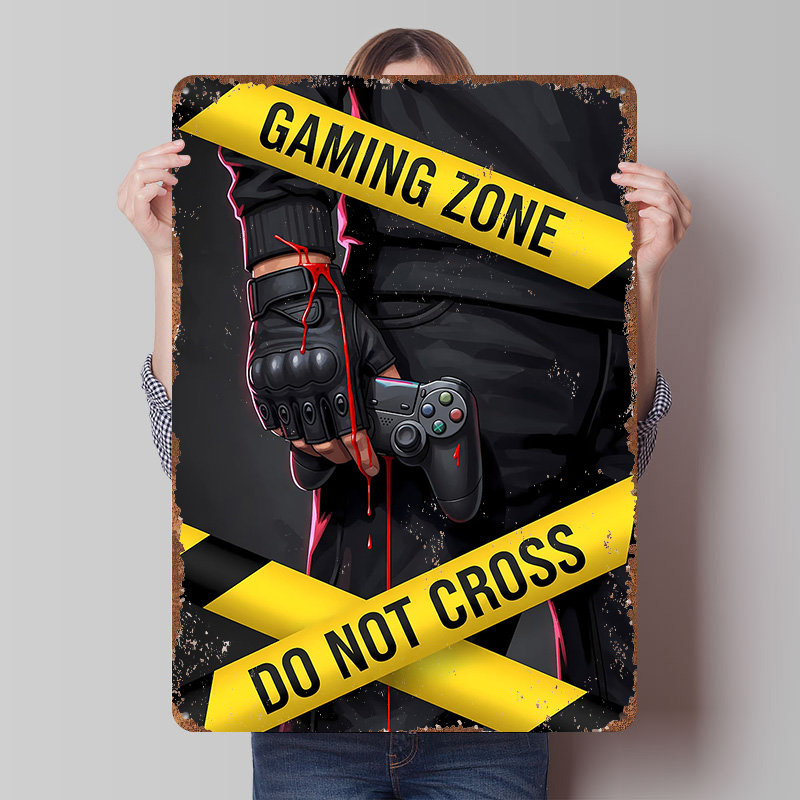 Retro Gaming Zone - لافتة معدنية عتيقة مخصصة بتصميم 'منطقة