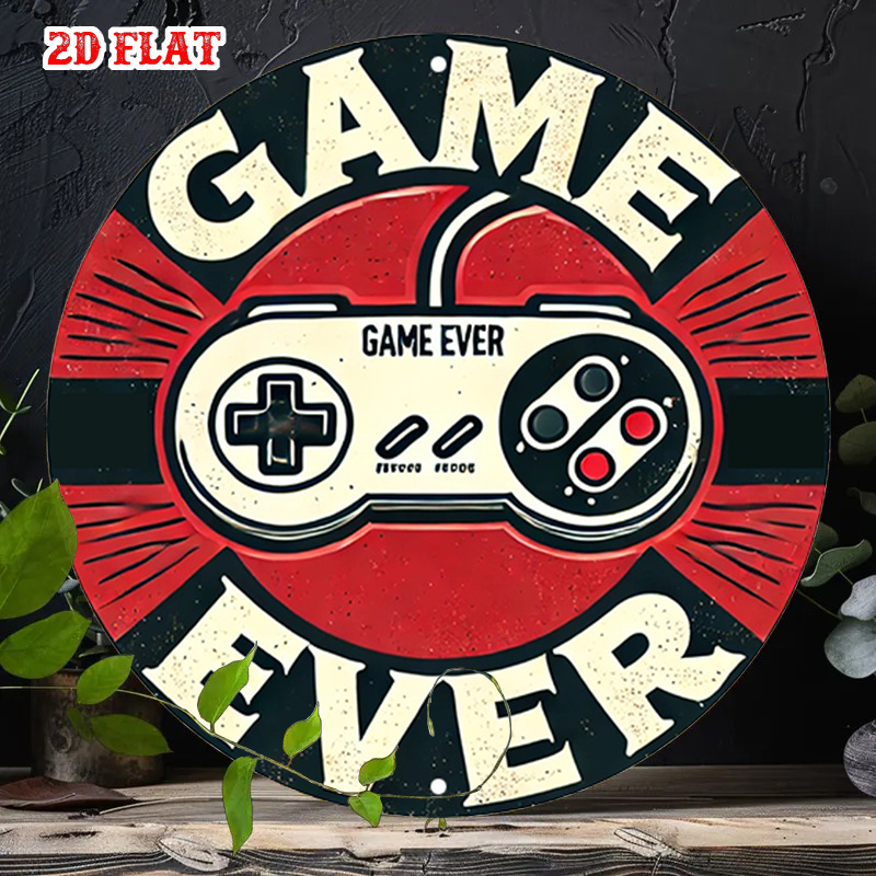 Game Retro Gaming - لافتة معدنية مستديرة بتصميم ريترو للألعاب،