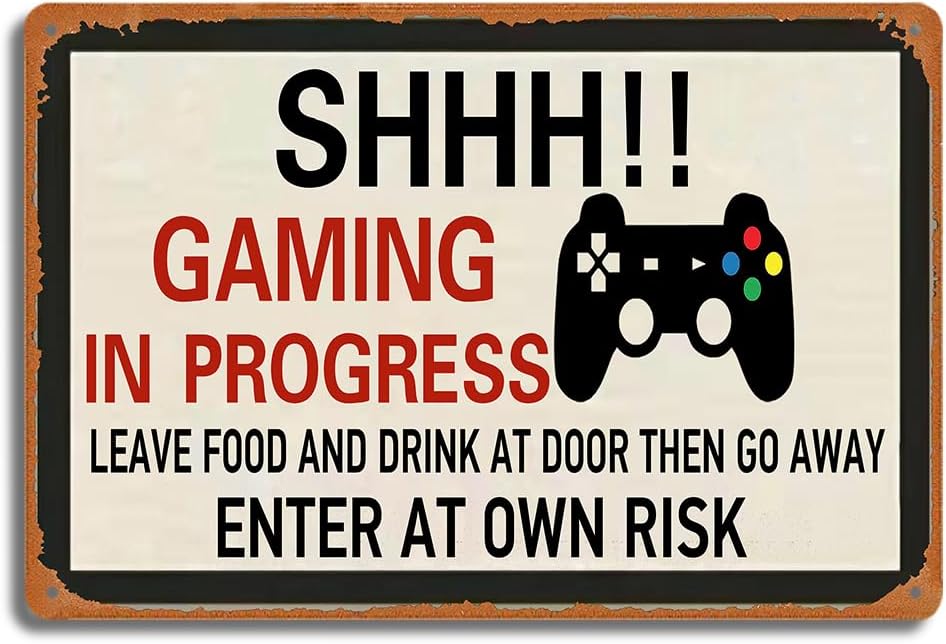 Game Retro Gaming - علامة القصدير المعدنية للألعاب الرجعية، SHHH!