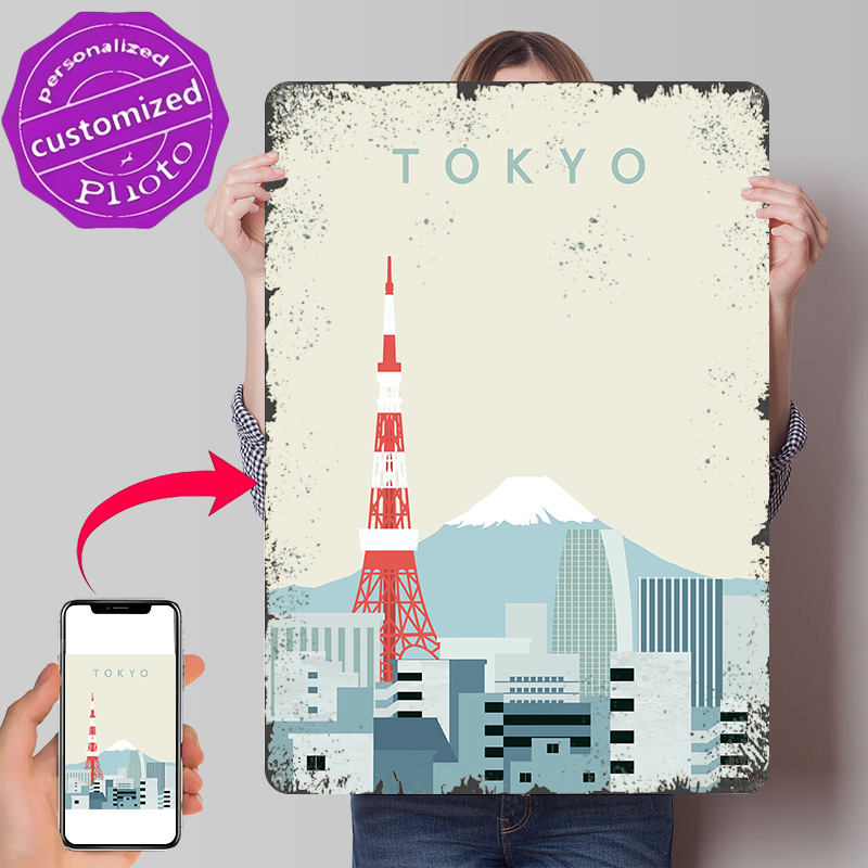 Retro Gaming Tokyo - لافتة طوكيو معدنية مطبوعة ثلاثية الأبعاد