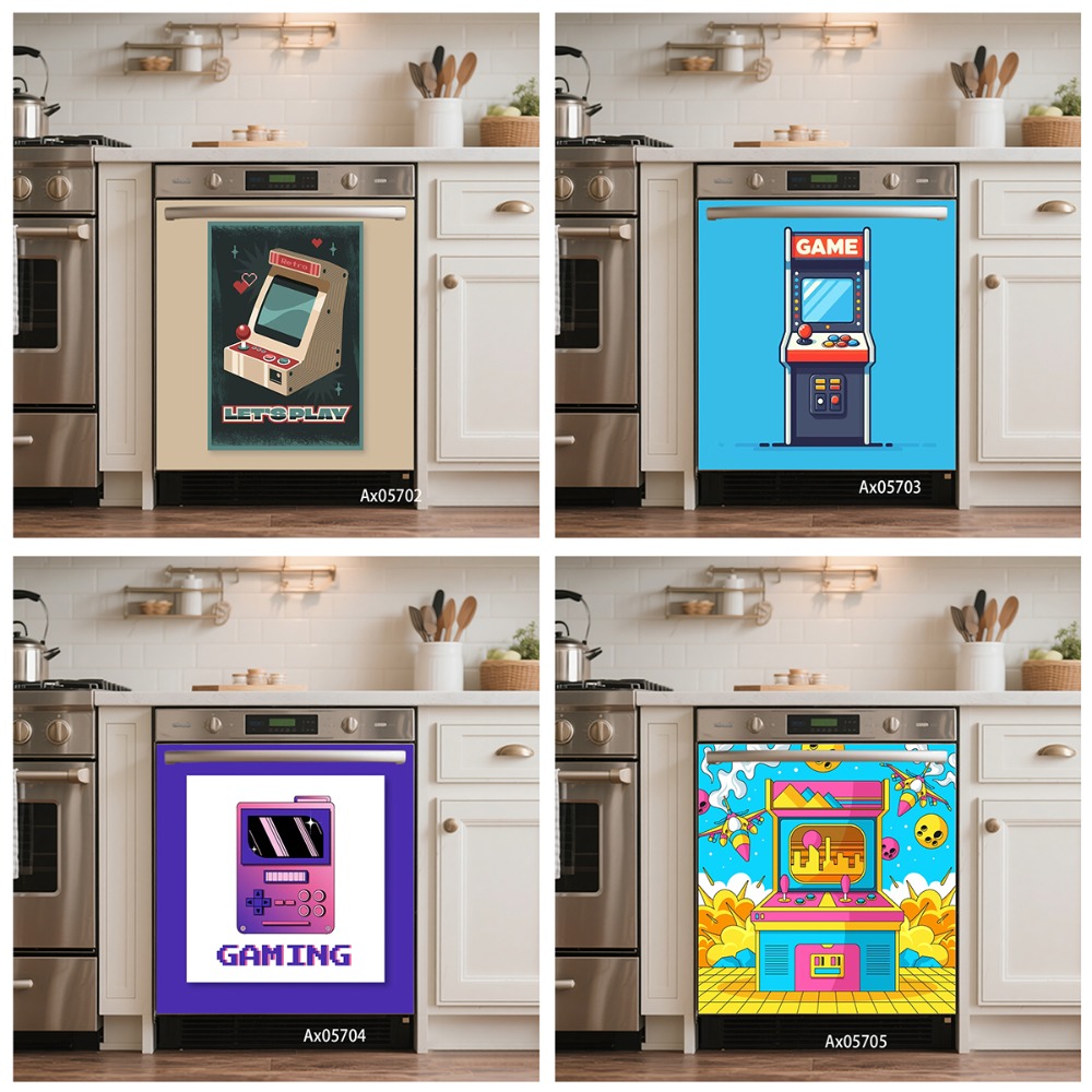 Retro Gaming Cabinet - ملصق باب غسالة الأطباق بتصميم وحدة