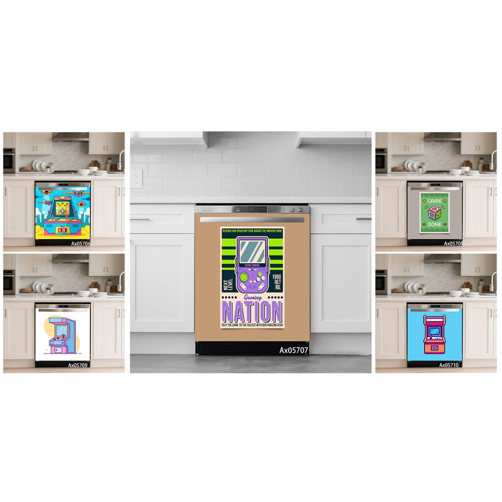 Retro Gaming Cabinet - ملصق باب غسالة الأطباق بتصميم وحدة