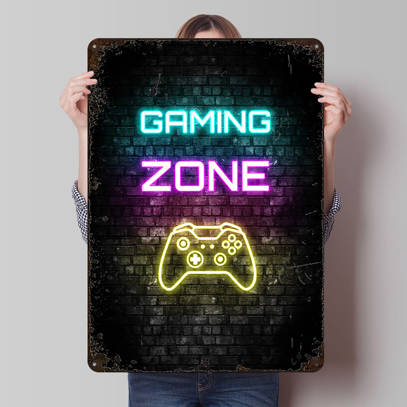 Retro Gaming Zone - منطقة الألعاب النيون على الطوب المطبوعة