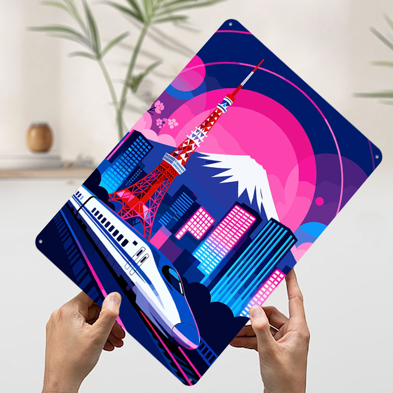 لوحة معدنية عتيقة بتصميم منظر  - مراجعة Retro Gaming Tokyo وسعره