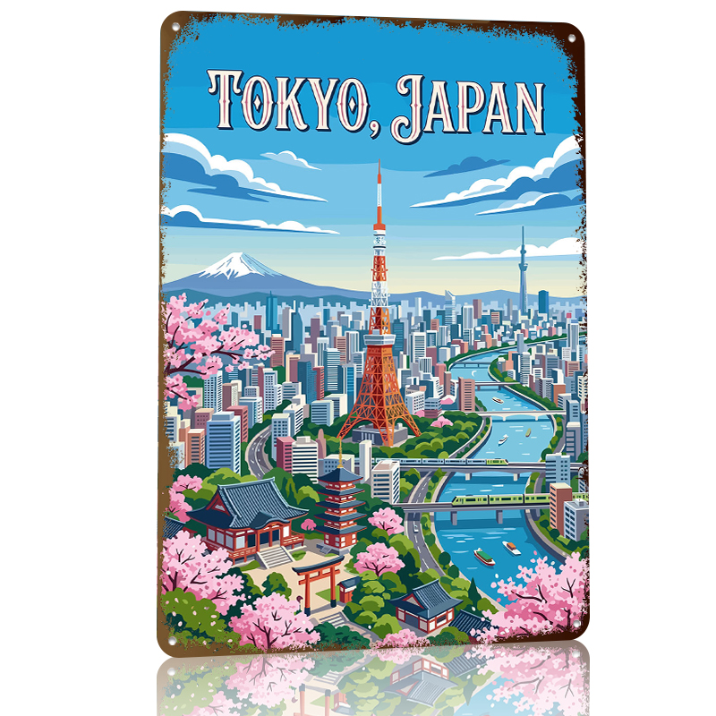 لوحة معدنية مخصصة لمشهد مدينة  - مراجعة Retro Gaming Tokyo وسعره
