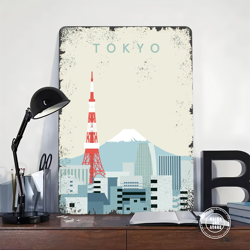 لافتة طوكيو معدنية مطبوعة ثلاث - مراجعة Retro Gaming Tokyo وسعره