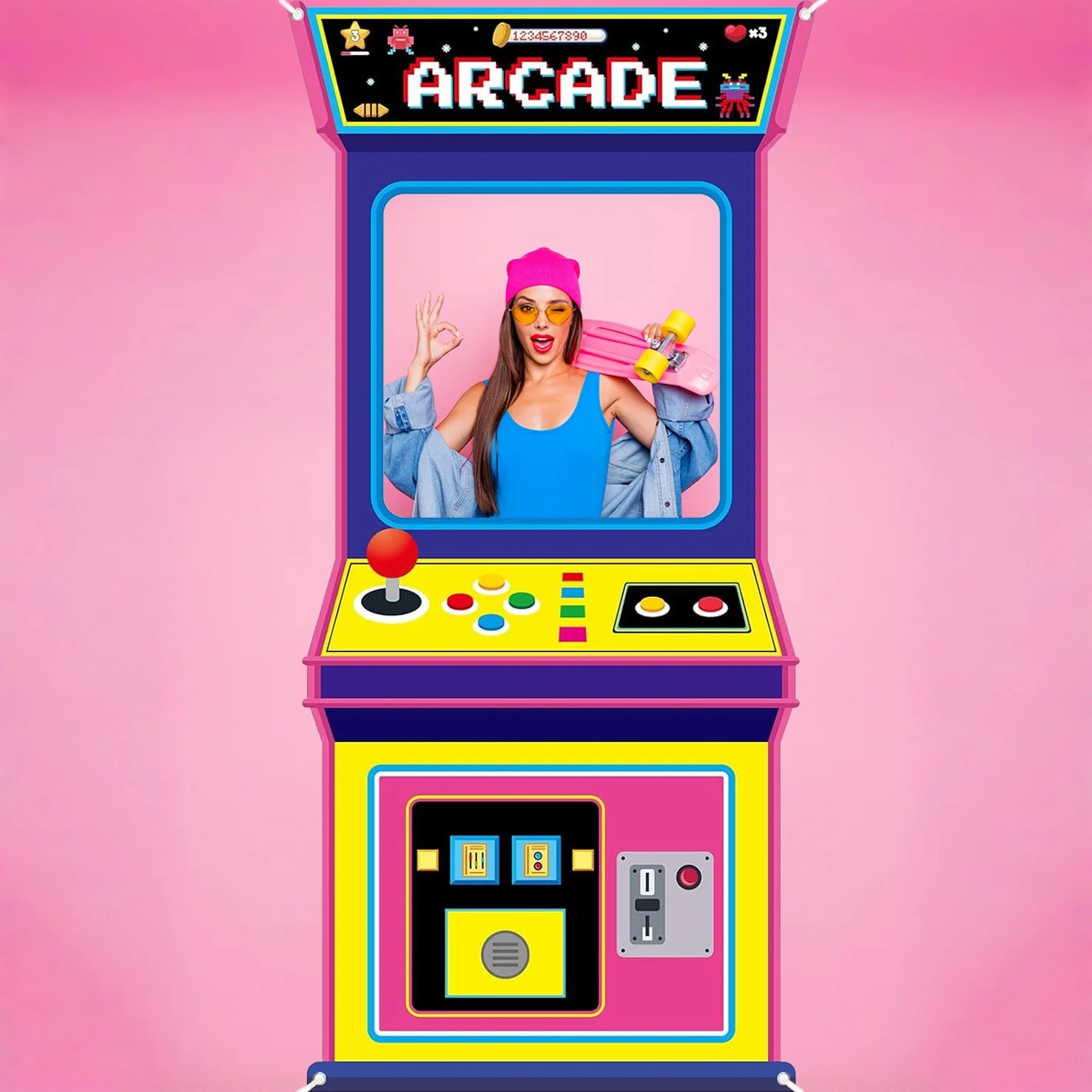 خلفية كشك تصوير بتصميم آلة ألع - مراجعة Retro Gaming Cabinet وسعره
